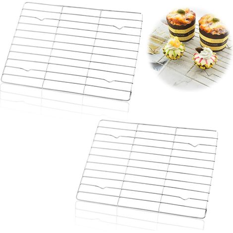 2 grilles de barbecue en acier inoxydable de petite taille, 23 x 16,5 x 1 cm (1/4)