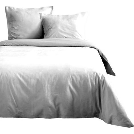 Housse de couette en coton 200 x 200 cm uni Edenne blanc (1/2)