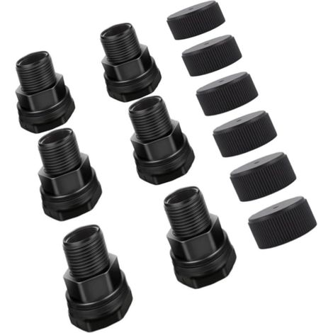 Lot de 6 Raccord Passe-Paroi Aquarium, Traversée de Cuve Plastique Ø 25mm pour Récupérateur d'Eau de Pluie et Bassin (1/5)
