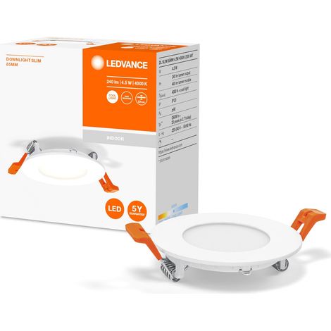 LED SPOT INTEGRATED SLIM Ø8,5cm, spot encastré pour l'intérieur, 4.5W, température de couleur 4000K, 240 lumen, 240V, design plat et moderne, dispositif de fixation, blanc (1/5)