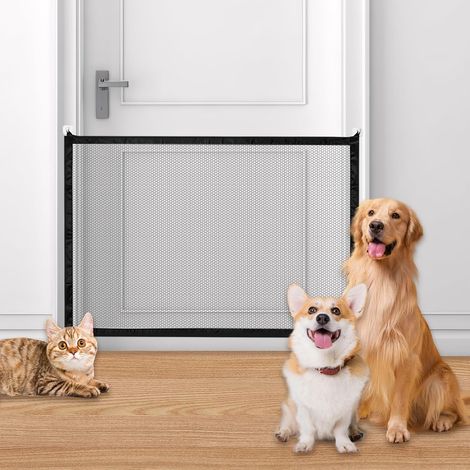 Lot de 2 filets de protection d'escalier pour chien sans perçage - Extensible - 110 x 70 cm - Avec 8 crochets adhésifs - Pour intérieur et extérieur (1/5)