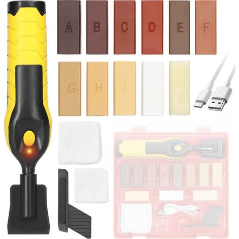 kit Cire Réparation Parquet, Stratifié Réparer le Sol en Bois Meubles en Bois Kit de Réparation Cire Fondante Cire Dure Réparation des Rayures (1/5)