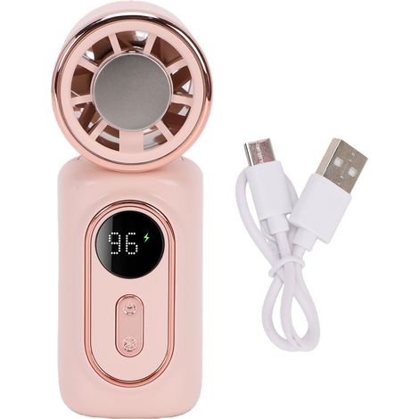 Ventilateur portable à pince, 5 vitesses, rotation à 180°, rechargeable, silencieux, mini ventilateur portatif pour les voyages, la plage et les concerts, rose (1/5)