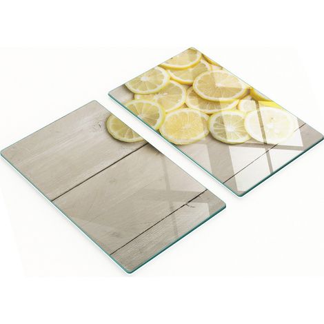 Tablas de cortar de cristal para cocina con gr谩ficos, madera de lim贸n, 2 x 30 x 52 cm