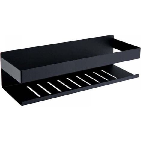 Étagère de Douche Auto-adhésif, Étagère Salle de Bain sans Perçage SUS304 Acier Inoxydable Adhésive Panier de Douche, Noir Mat 23CM (1/5)