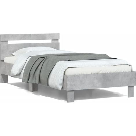 Maison Exclusive - Cadre de lit sans matelas avec tête de lit gris béton 100x200cm (1/5)