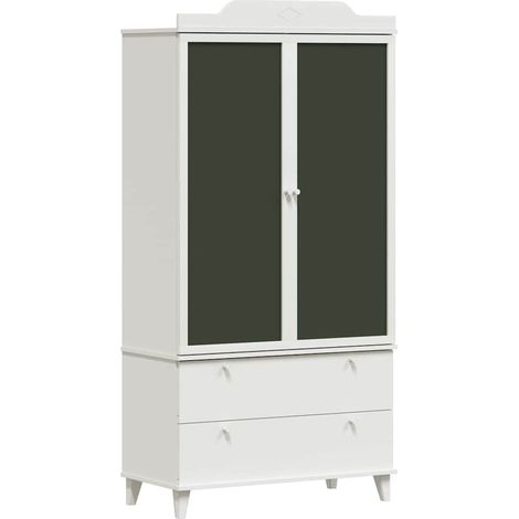 Chalkboard Wardrobe with Drawer with Door White Engineered wood vidaXL (1/5)