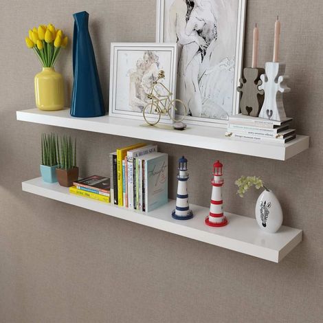vidaXL Estantes flotantes de pared 2 uds MDF blanco para libros/DVD (1/5)