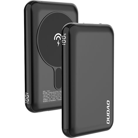 Batería externa Dudao TGK1 con cargador inalámbrico MagSafe de 20 W y 10000 mAh, color negro (TGK1-Black) (1/5)