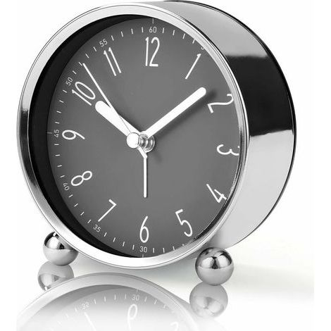 Réveil sans tic-tac, horloge de chevet silencieuse de 4'' pour dormeurs lourds Horloge analogique à piles avec design gris moderne Horloge de table à grand écran pour salon Salle d'étude Bureau (1/5)