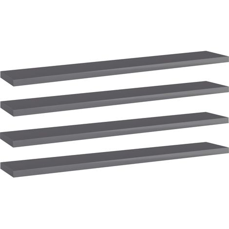 Bücherregal-Bretter 4 Stk. Hochglanz-Grau 60x10x1,5 cm