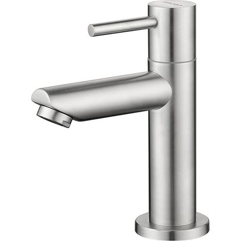 Robinet Eau Froide Chromé avec Flexible Raccordement, Pour WC, Salle Bain (1/5)