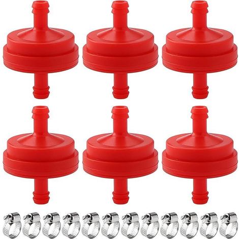 6 Pièces 1/4" I.D. Filtres à Carburant en Ligne, Filtre à Carburant 150 Microns pour Tondeuse à Gazon, avec 12 Pièces Pinces, Compatible avec BS 298090 298090s