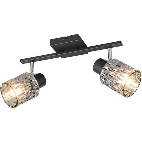 Deckenlampe Deckenleuchte Wohnzimmerlampe schwarz matt Glas rauchfarben H 21 cm