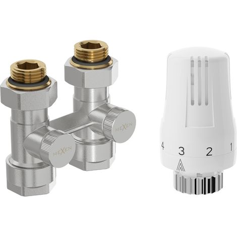 Mexen G01 kit thermostatique bicommande DN50, droit 1/2"x16 mm, nickel - W912-016-918-01 (1/2)