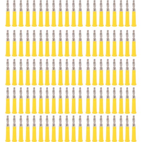 Lot de 100 fiches banane 4mm type soudure, connecteurs jaunes pour équipements machines, kit accessoires J.10010 (1/5)