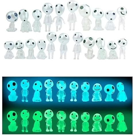20 Pièces Lumineux Arbre Elfes, Elfes d'arbre Lumineux, Statues de Jardin Fantômes en Résine, RéSine Princesse Mononoke, Mini Décoration de Jardin, pour Plantes en Pot, Chambre à Coucher