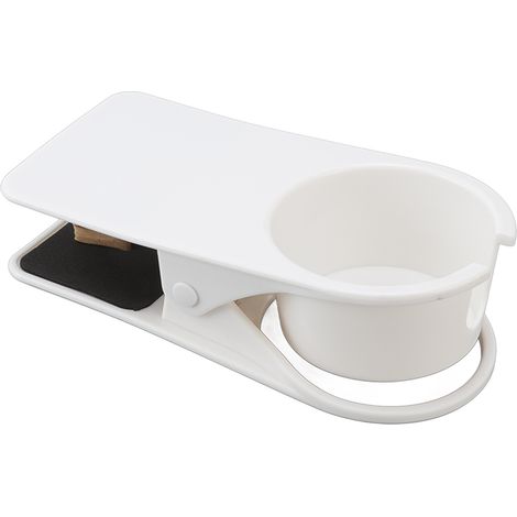 Porte-gobelet de bureau à clip pour verre, bouteille, tasse - Support de fixation latéral en plastique blanc pour rangement maison et bureau (1/5)
