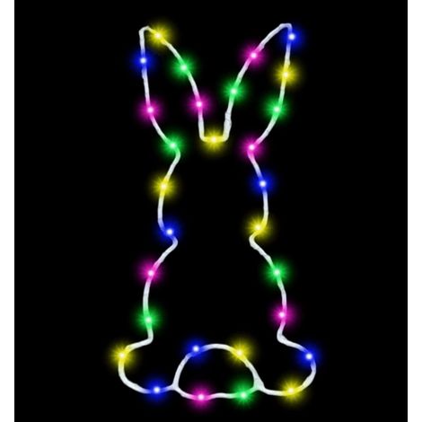 Luminaire Fenêtre Pâques - Lapin LED avec Minuterie - Éclairage Suspendu pour Intérieur - Décoration Printanière - 1 Pièce