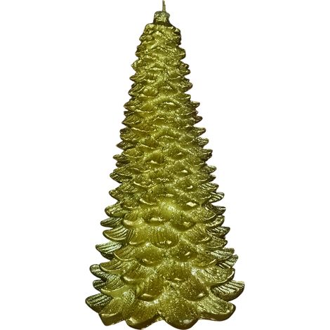 Candela Natalizia in Cera Oro a Forma di Albero di natale H 31 decorativa Decorazione complemento d'arredo Centrotavola Elegante
