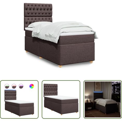 vidaXL Sommier à lattes de lit avec matelas Marron foncé 90x200 cm (1/5)