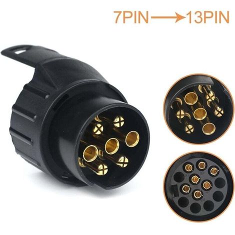 7/13 Anhängerstecker-Adapter (7 auf 13 Pins) für Pkw-Anhänger, Traktoren, Wohnwagen und Fahrradträger – Crezuo