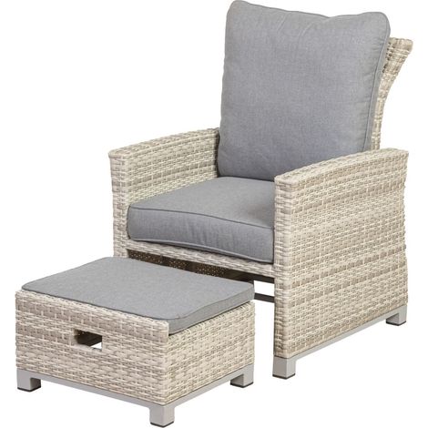 Primaster Dining Lounge Sessel Tulum Gartensessel Alu mit Fußhocker (1/3)