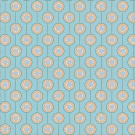 Retro wallpaper wall Profhome 395374 hot embossed non-woven wallpaper slightly textured with geometric shapes matt turquoise pastel turquoise mint green beige 4,5 m2 (1/5)