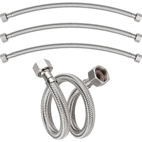 4 Stk 50cm Flexible Stainless Steel Connecting Pipe, 3/8"x1/2" (1/5)