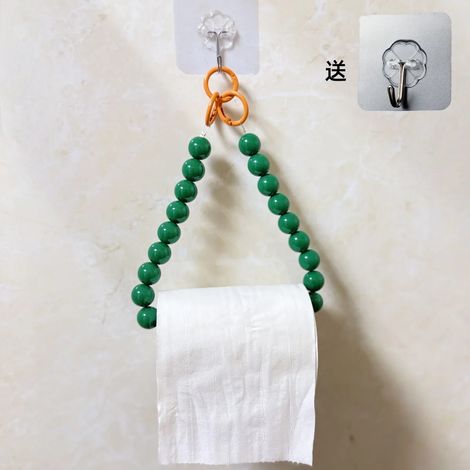 Porte-papier toilette à perles magenta (vert) Dopamine - Porte-papier toilette mignon sans perçage - Étagère de rangement pour papier toilette (1/5)