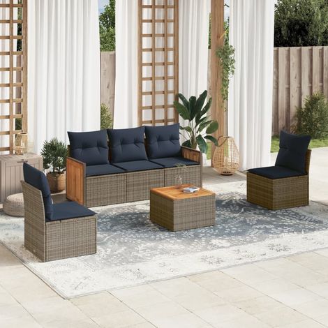 vidaXL Set Divani da Giardino 6 pz con Cuscini Grigio in (1/5)