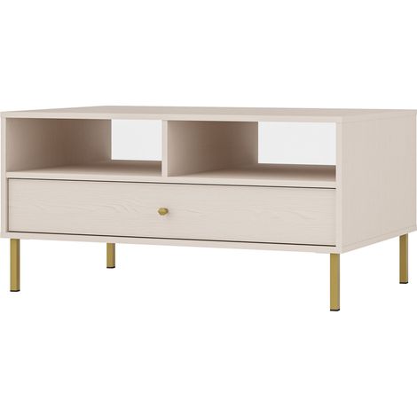 Selsey Oktio - Couchtisch mit Schublade und Regalen, sandbeige, 100 cm