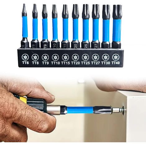 Kindfiber OÜ-Ensemble de 10 embouts de clé visseuse, accessoires pour visseuse à chocs S2 en acier TT6-TT40 avec têtes magnétiques pour meubles DIY (1/5)