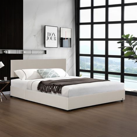 Cama tapizada Juva con somier abatible 140x200cm - Beige Corium