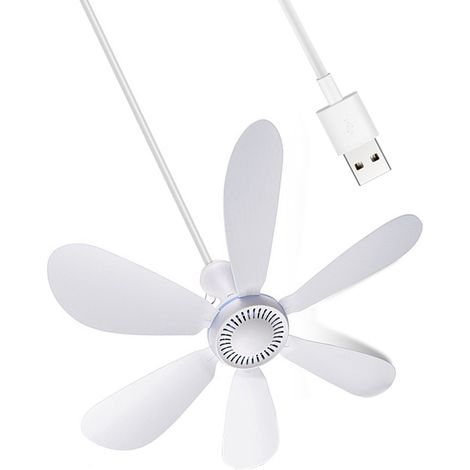6-Blätter-Deckenventilator, 5V USB, Campingzelt, Luftkühler, multifunktionaler Fliegenabwehrventilator für Outdoor-Aktivitäten, Studentenwohnheime, Zuhause, Bett