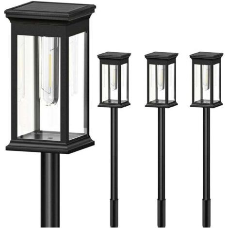 Solar-Gartenleuchten für den Außenbereich, 4er-Pack, automatische Ein-/Ausschaltfunktion, IP65 wasserdicht, warmweißes Solar-Gartenlicht für Rasen, Terrasse und Hof