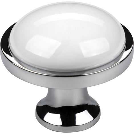 Porzellanknopf ANSGAR Ø 34 mm Chrom poliert