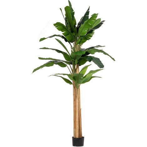 Pianta artificiale "Banano" con vaso nero, foglie in gomma, realistica -150 cm - 13 foglie (1/5)