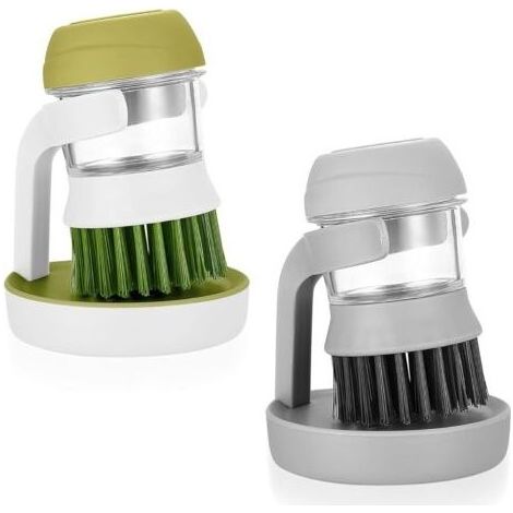 Brosse à Vaisselle avec Distributeur de Liquide, 2X Brosse Vaisselle avec Reservoir, Brosse de Cuisine avec Réservoir de Détergent, Brosse de Nettoyage pour Nettoyer Vaisselle Casseroles Poêl (1/5)