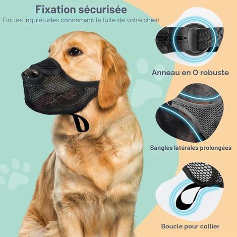 Museliere Chiens, Muselière Chien Nylon, Museliere Chiens Petit Respirant Chien Réglable, Museliere Engrener Petits, Moyens Grands L, Noir (1/4)