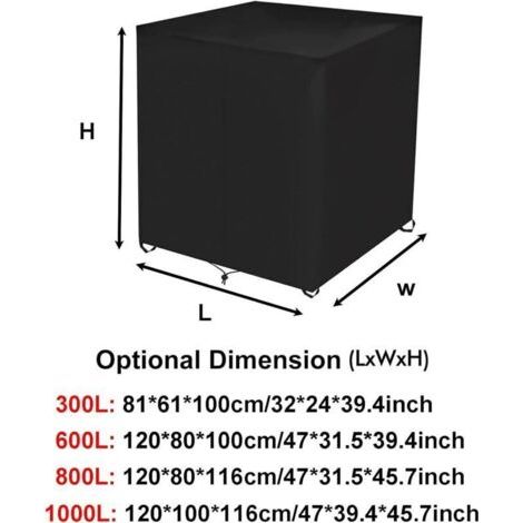 [JAMAIS UTILISÉ]Bâche Réservoir d'eau, Bache pour Cuve 1000L IBC, Anti-UV Couverture Container Réservoir IBC, Housse de Protection pour Cuve avec Fermeture éclair, 120x100x116cm (1/3)
