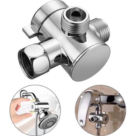 Vanne de dérivation pour bras de douche avec douchette et pommeau fixe, G1/2" 3 voies (1/5)