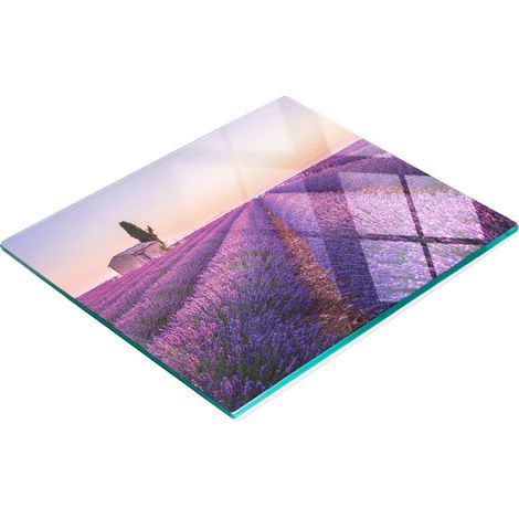 Tabla de cortar de cristal para cocina con estampado de lavanda provenzal, 60x52 cm. (1/5)