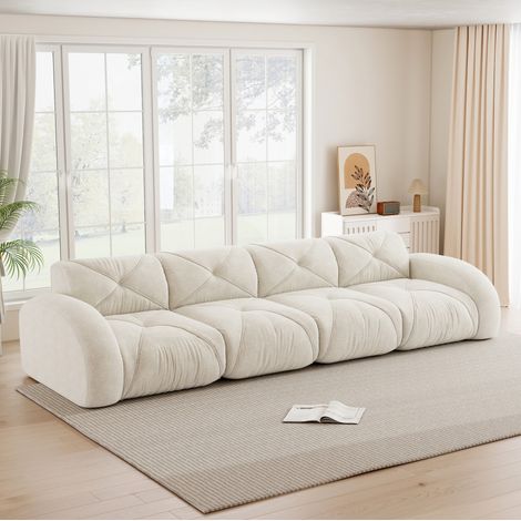 canape 4 places modulaire chenille beige clair OKMYHOME (1/5)