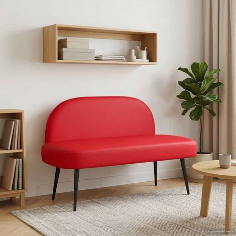 vidaXL Banc rembourré avec dossier Rouge 110 x 60 x 76 cm Simili cuir