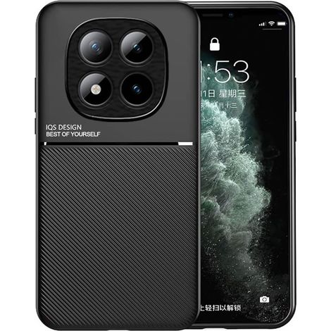 Coque pour Xiaomi Redmi Note 15 Pro+ Plus/Poco M8 Pro 5G, Grâce Exquis Mode Texture Doux Étui, Premium Très Mince Antichoc Antidérapante TPU + PU Bumper Silicone Housse. Noir (1/5)