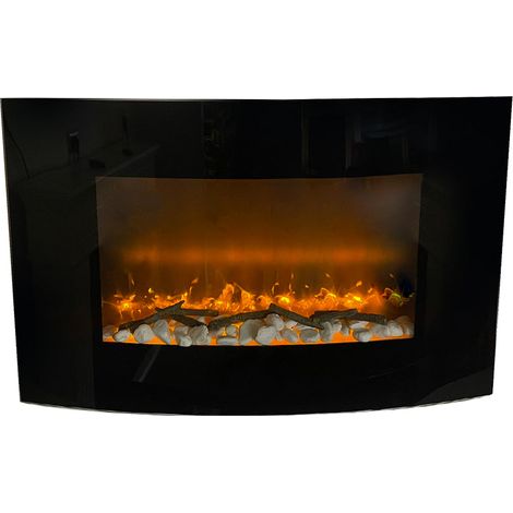 Camino elettrico caminetto da parete SAN DIEGO L88,5 x P13,5 x H56