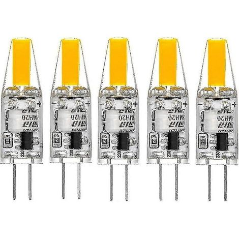 Ampoules LED G4, 220 V, 3 W, lumière blanc chaud 2700 K, 160 lumens, ampoule en silicone, remplace les ampoules halogènes traditionnelles de 30 W, lot de 5 (1/5)
