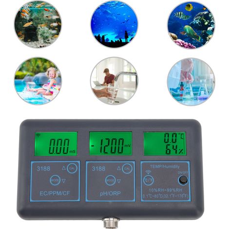 Moniteur de qualité de l'eau en ligne WiFi Graffiti 7 en 1 pour l'hydroponie, la conductivité EC, l'élevage en aquarium, le pH, le potentiel d'oxydoréduction (norme européenne 220 V) (1/5)