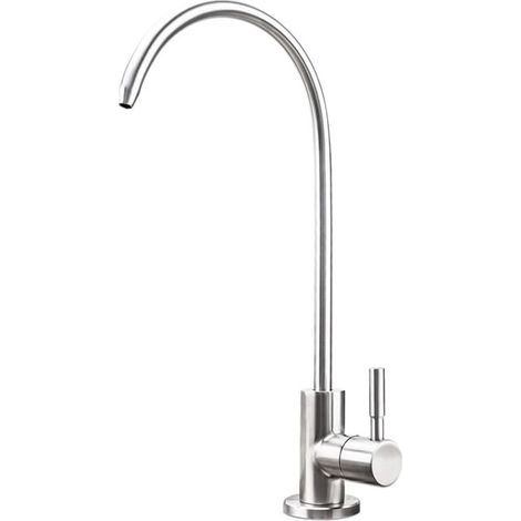 Robinet d\'eau potable pour évier de cuisine, robinet de filtre à eau pour système d\'osmose inverse ou de filtration d\'eau, en acier inoxydable-Chrom (1/5)
